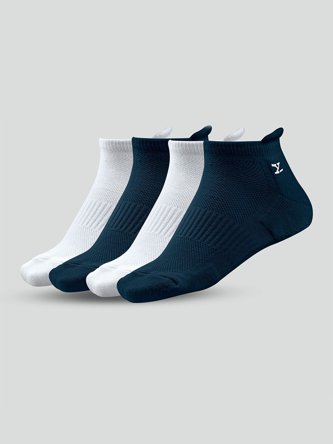 

XYXX Men Pack Of 4 Ankle Length Cotton Socks, Blue