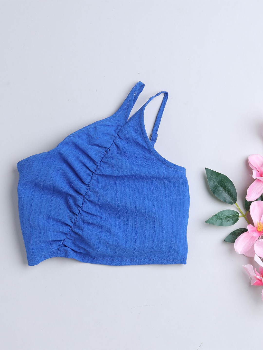 

taffykids Girls One Shoulder Crop Top, Blue