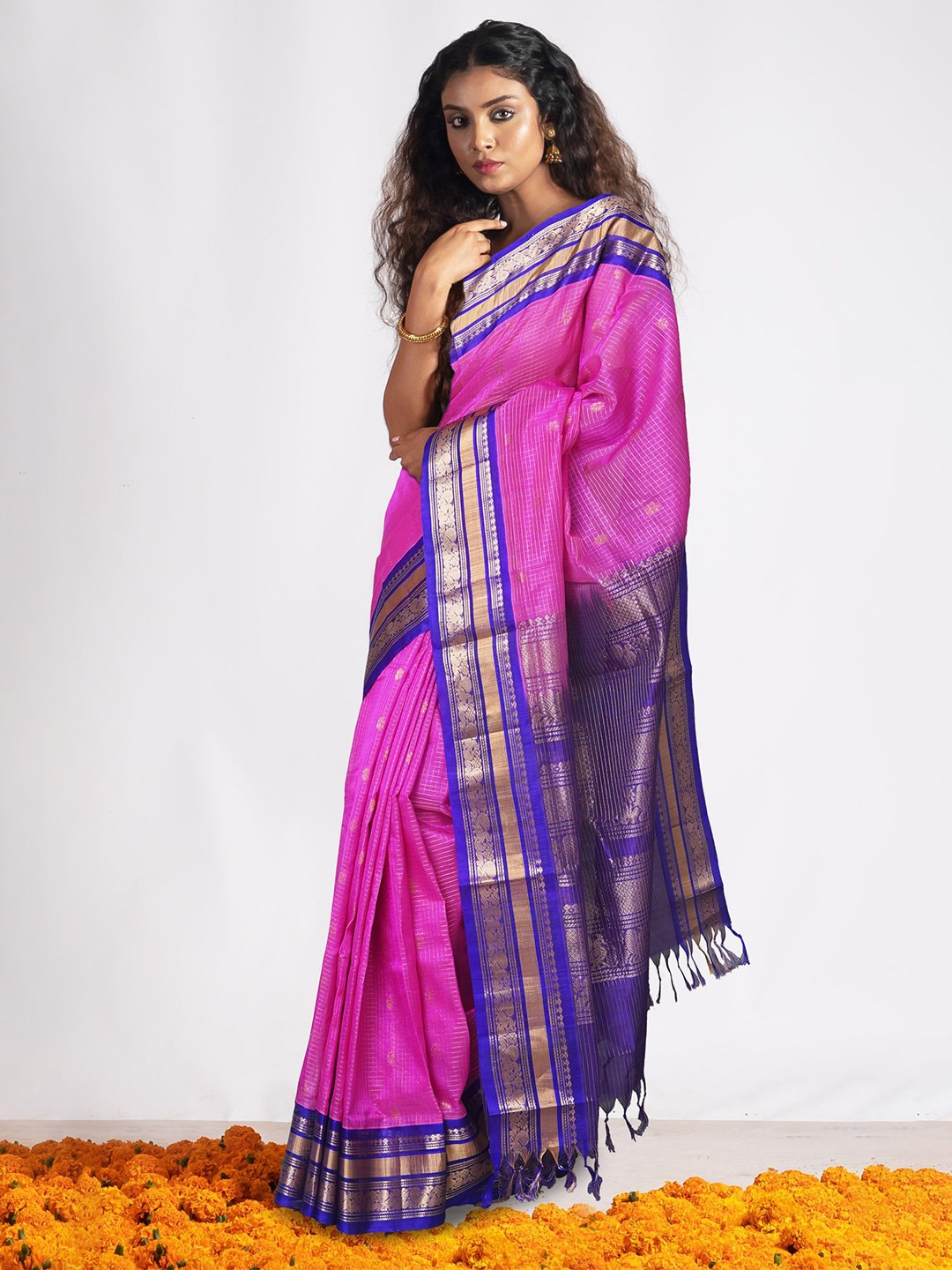 

Unnati Silks Woven Design Handloom Kanjeevaram Saree, Pink