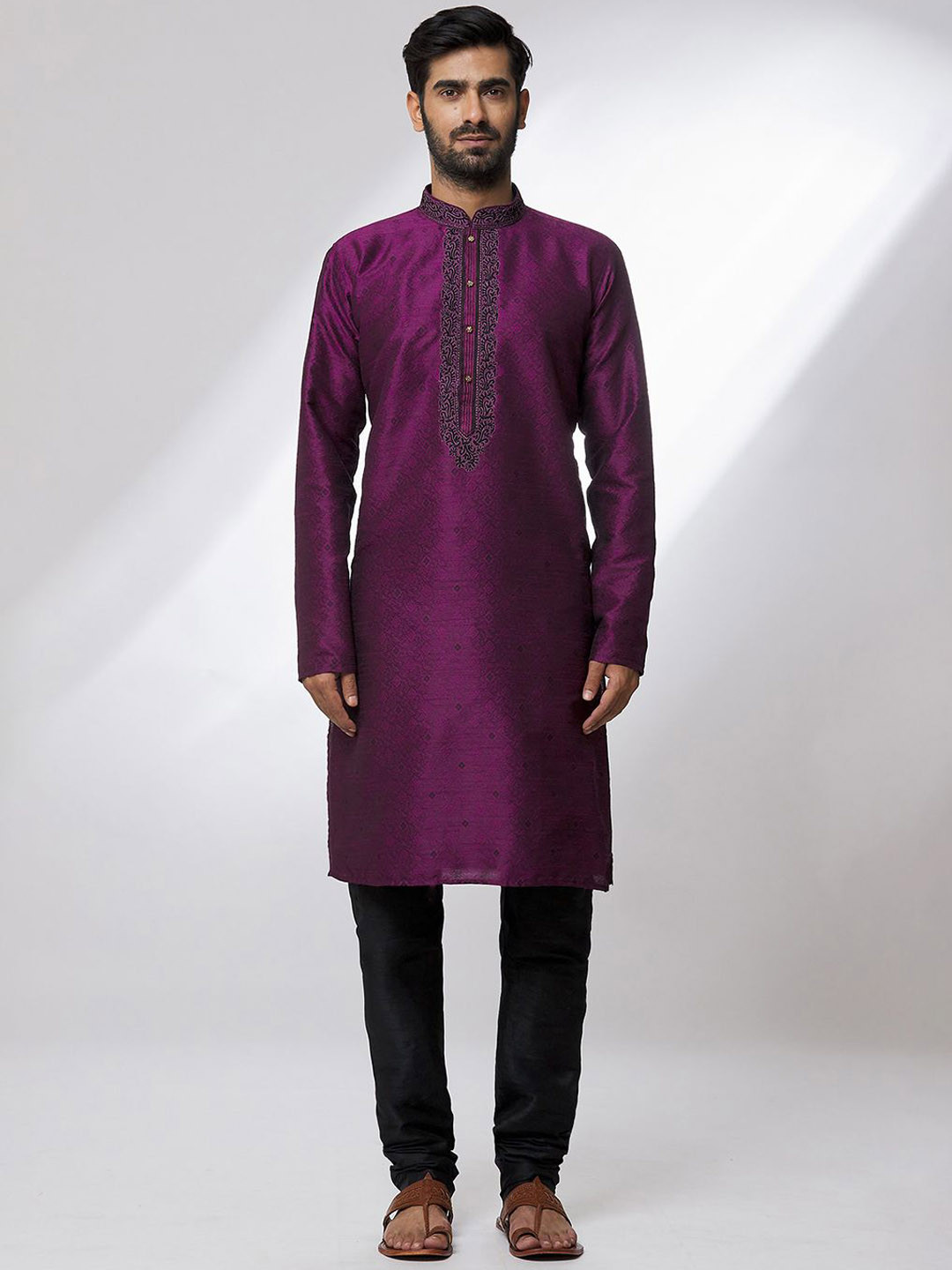 

Samyukta Singhania Floral Woven Design Thread Work Straight Kurta with Churidar, Magenta