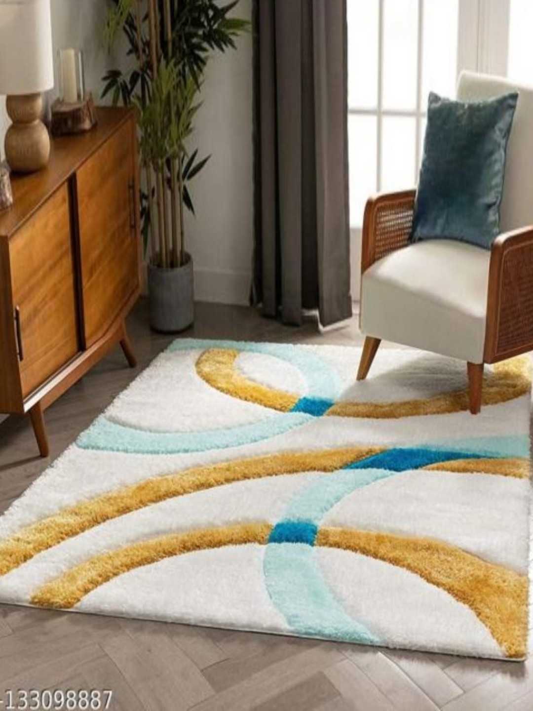

Samjeeda Handloom carpets Red Geometric Anti-Skid Woollen Carpet