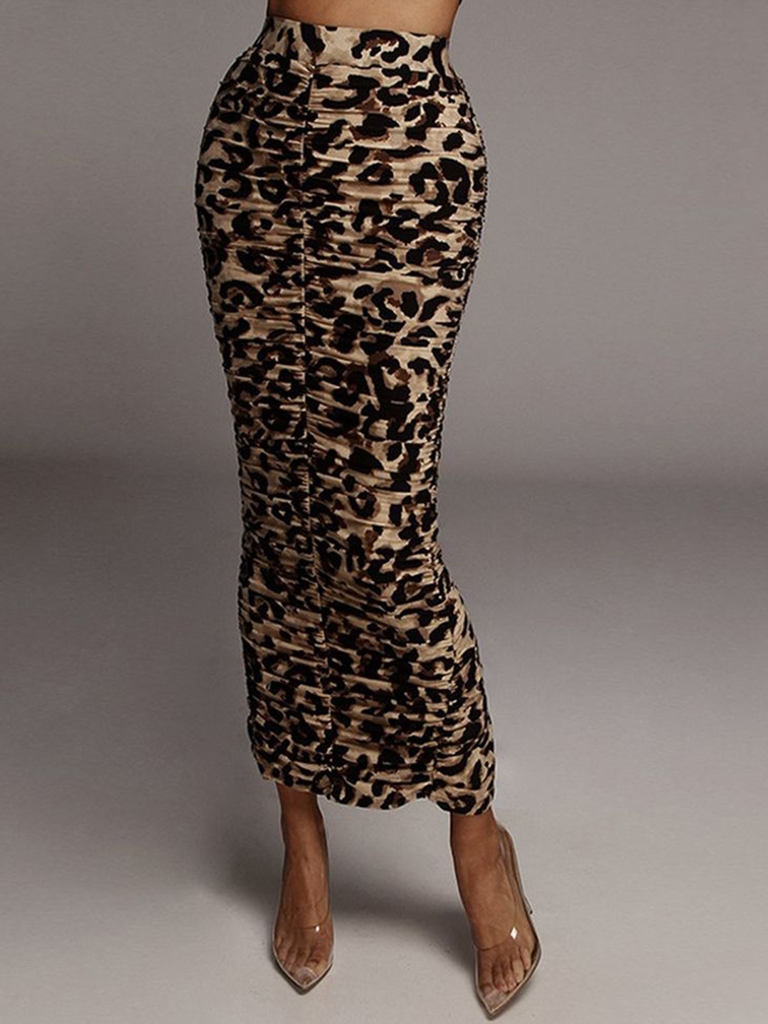 

LULU & SKY Women Animal Printed Flared Midi Skirt, Brown