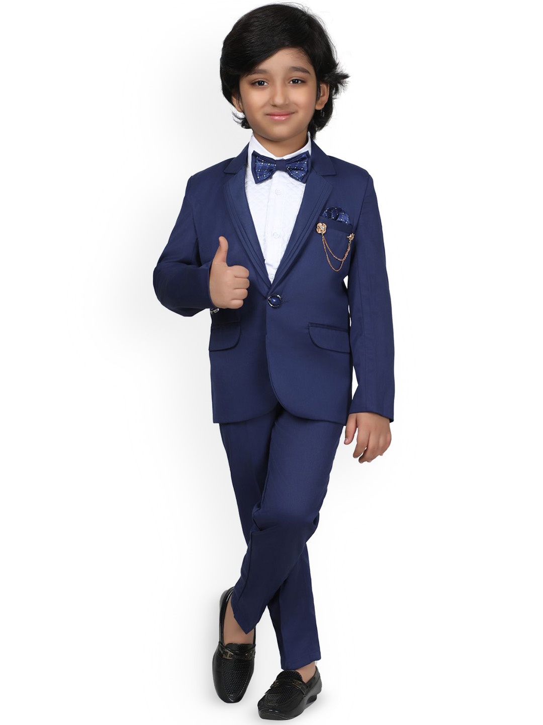 

BAESD Boys Single-Breasted Four-Piece Suits, Navy blue