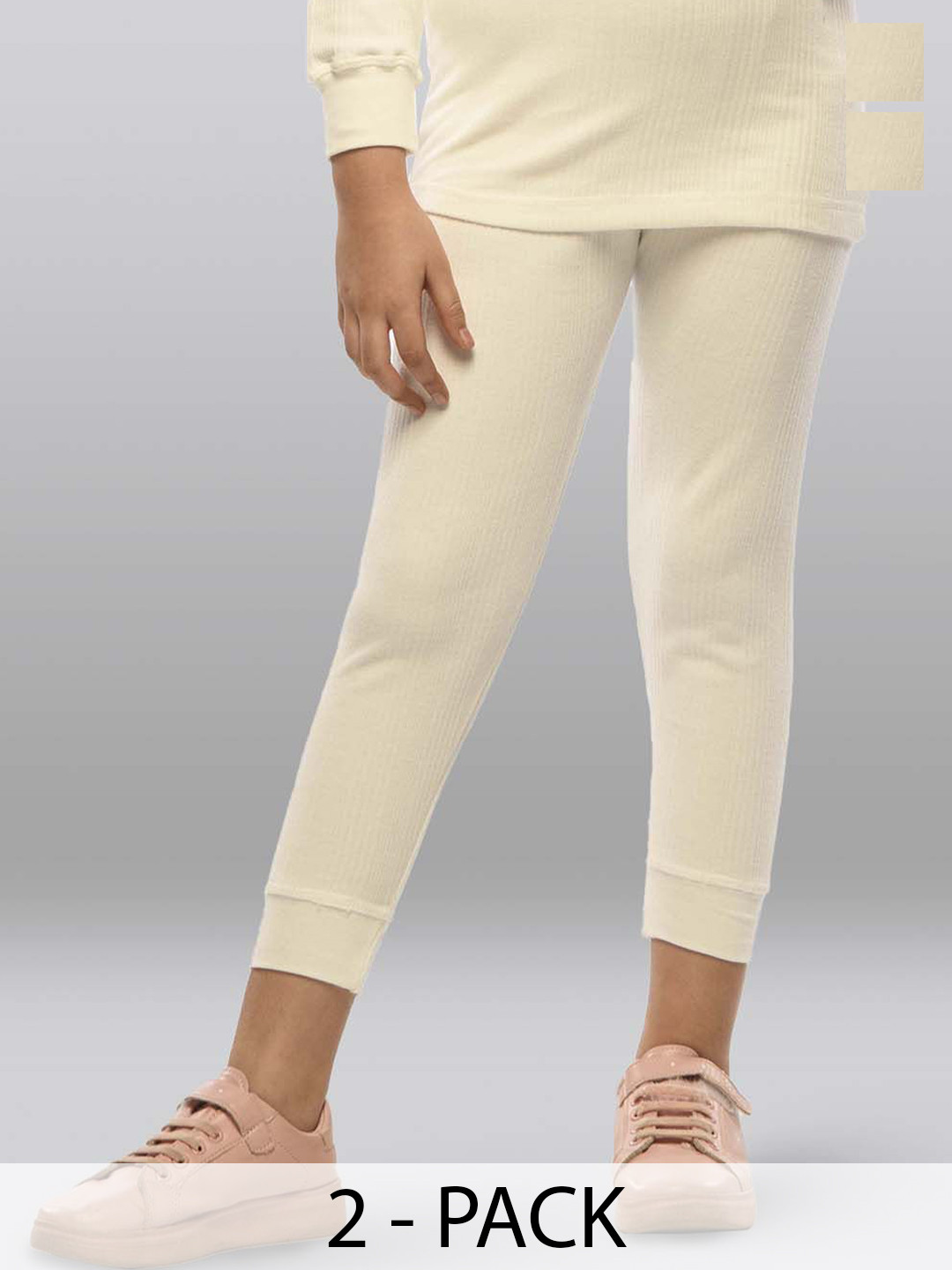 

INFERNO Girls Pack Of 2 Cotton Thermal Bottoms, White