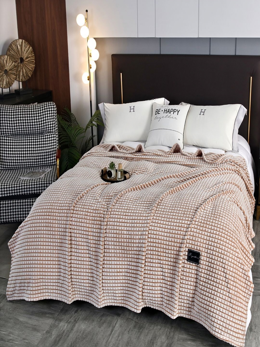 

JC HOME Khaki AC Room 300 GSM Single Bed Blanket