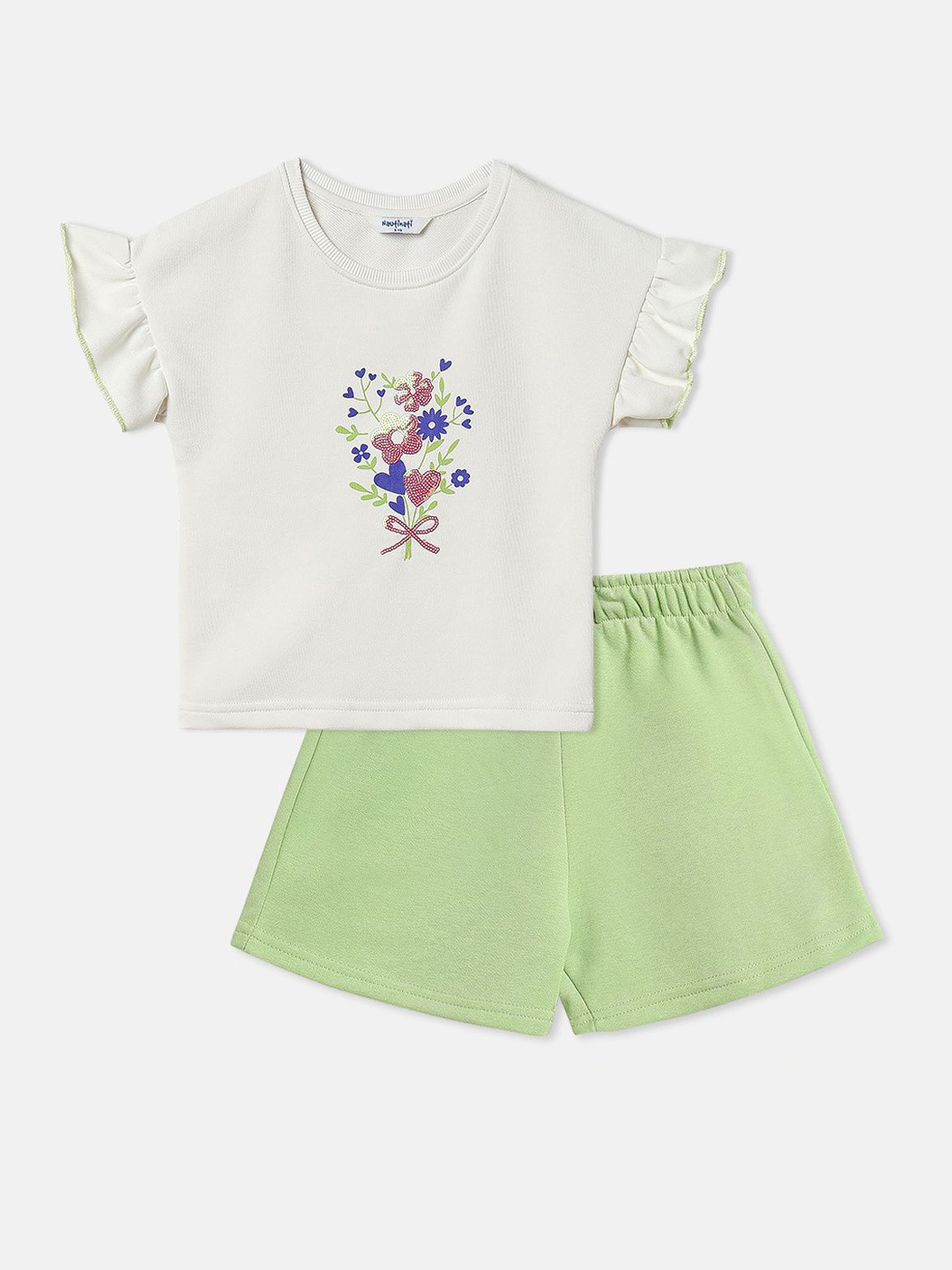 

Nauti Nati Girls Floral Print T-shirt & Shorts, White