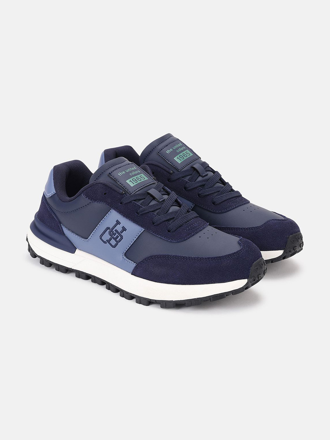 

United Colors of Benetton Men Colourblocked PU Sneakers, Blue