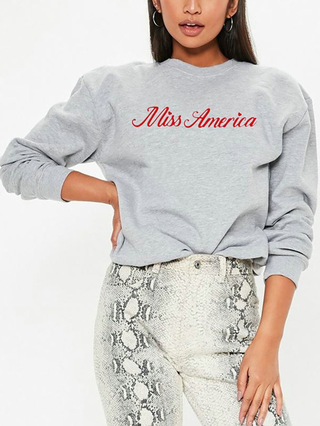 

StyleCast x Revolte Women Cotton Typography Printed Cotton Top, Grey