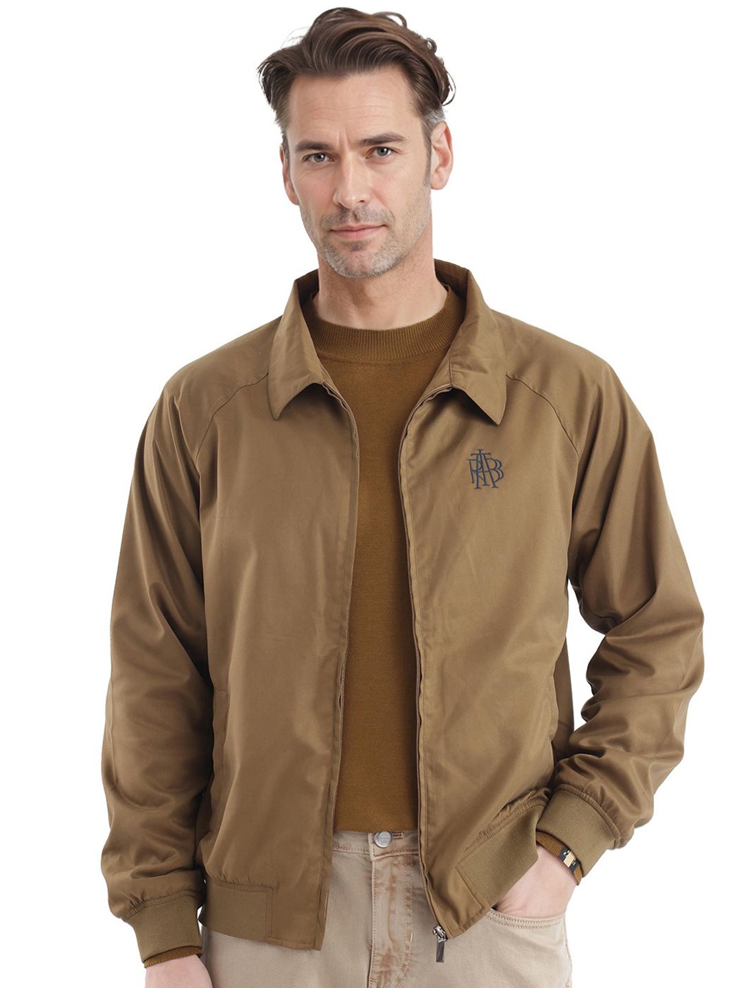 

RARE RABBIT Men Floral Cotton Tailored Jacket, Brown