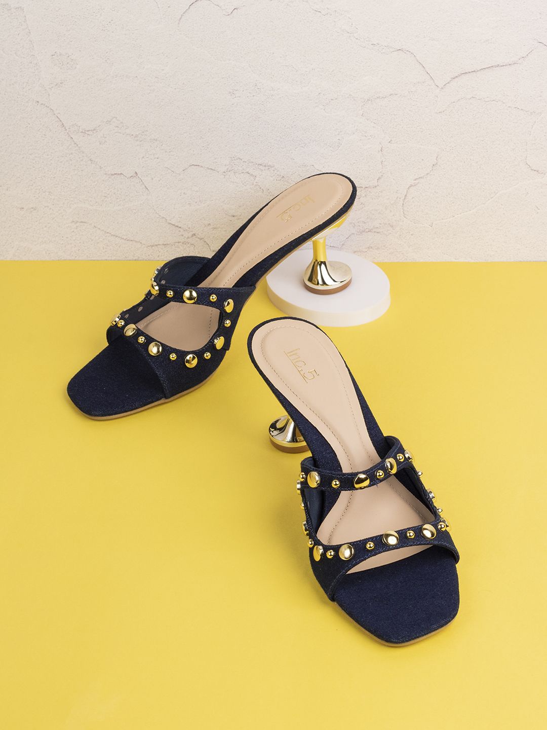 

Inc 5 Women Embellished Slim Heel Sandals, Navy blue