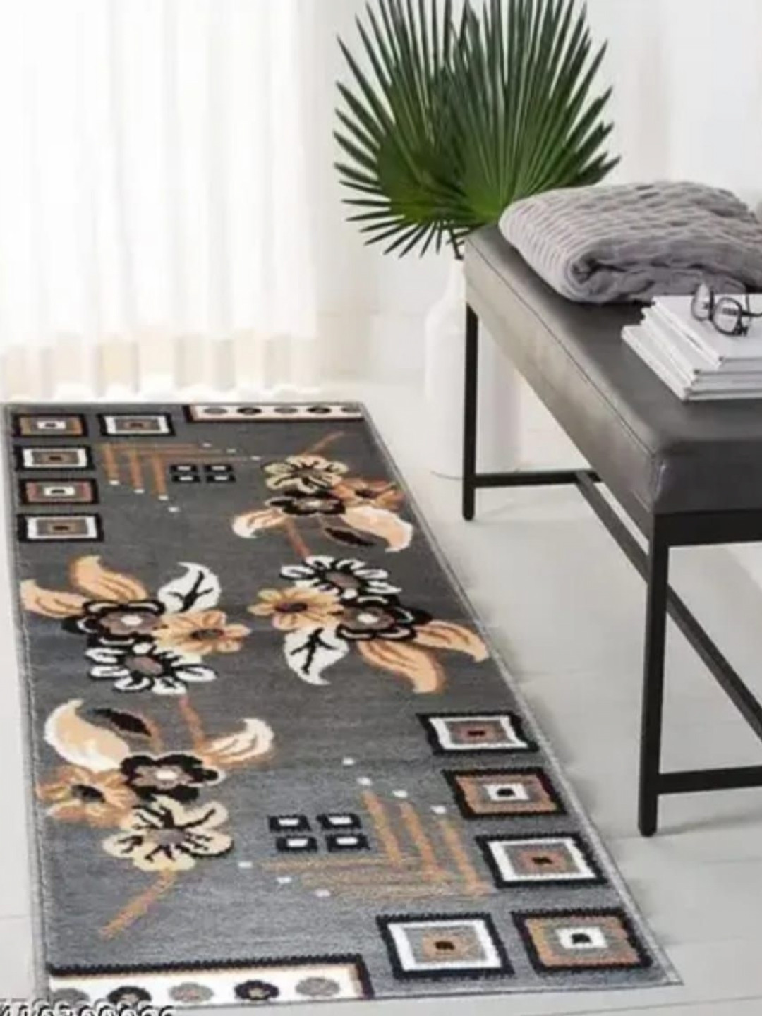 

Samjeeda Handloom carpets Red Floral Printed Anti-Skid Woollen Carpet