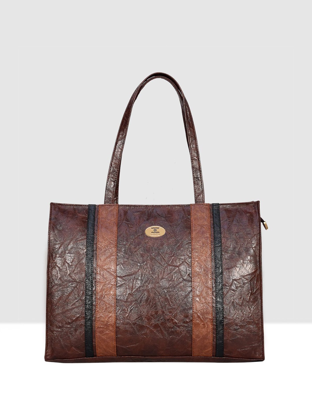 

ESBEDA Women Textured Structured Shoulder Bag, Brown