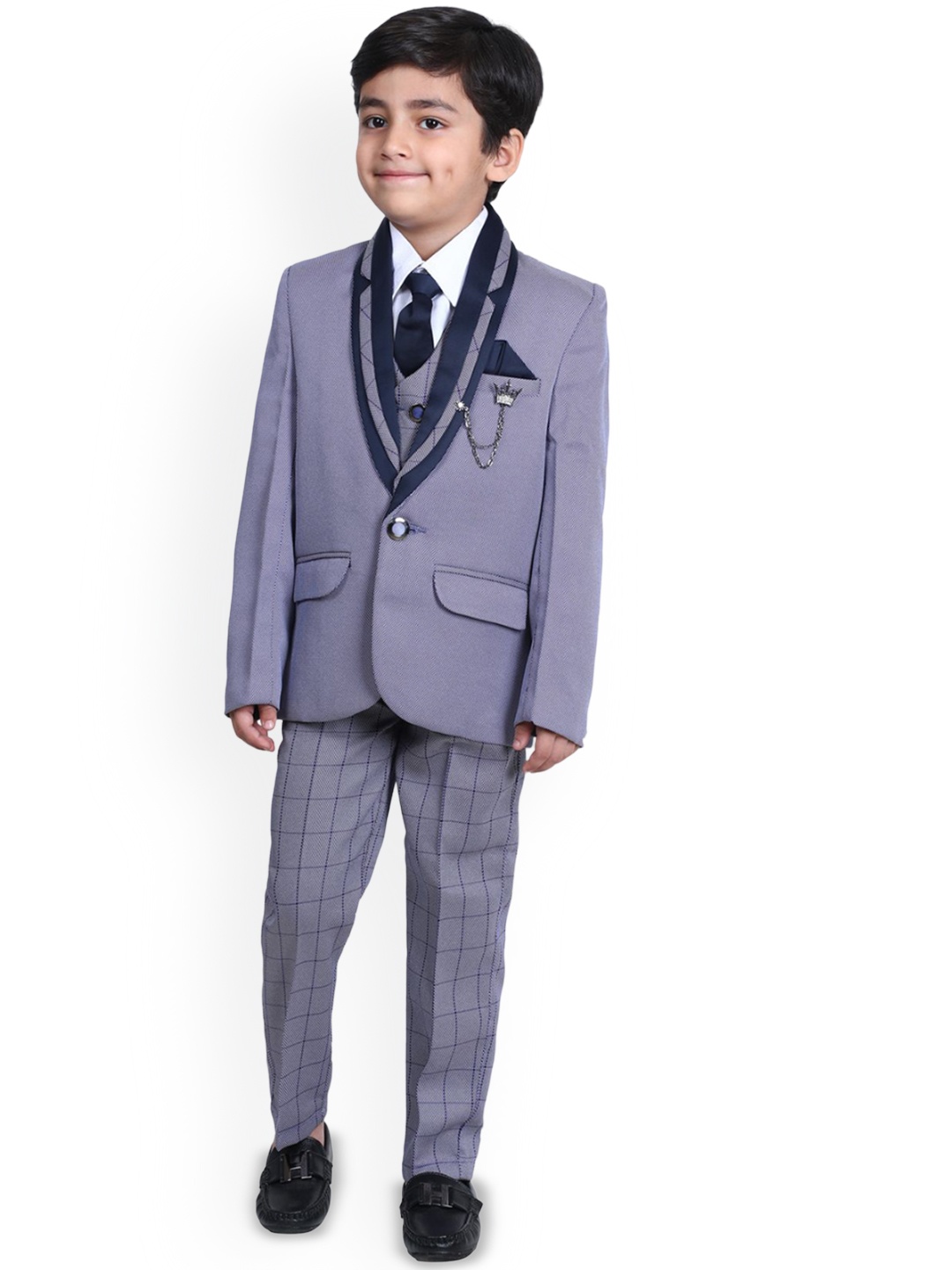 

BAESD Boys Single-Breasted Five-Piece Suits, Navy blue