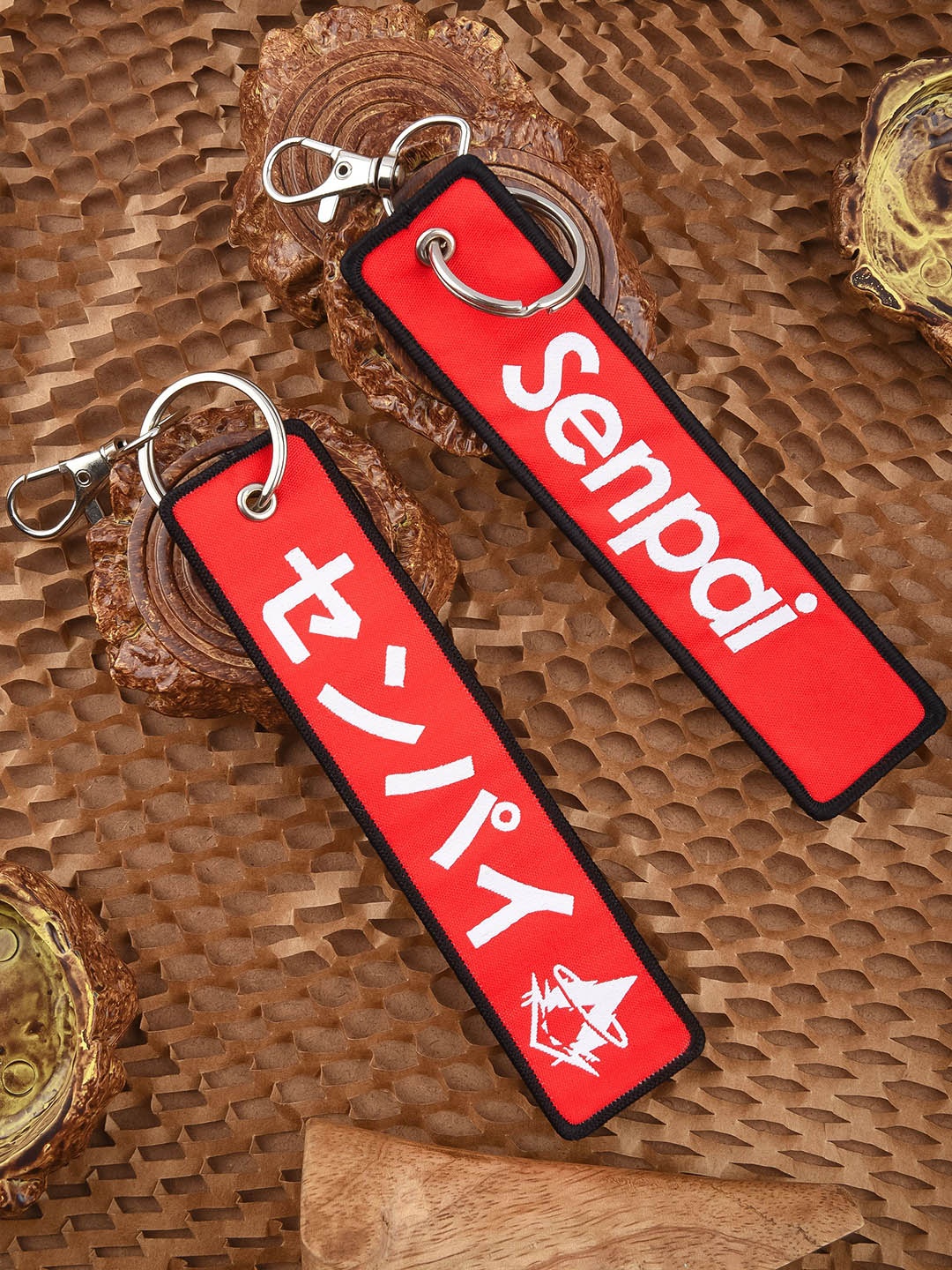 

COMICSENSE Senpai Double Sided Woven Anime Key chain, Red