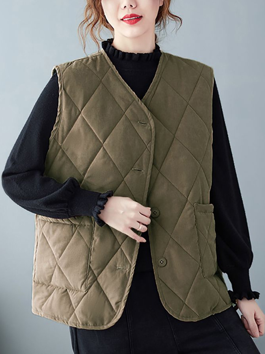 

StyleCast x Revolte Green V-Neck Waistcoat