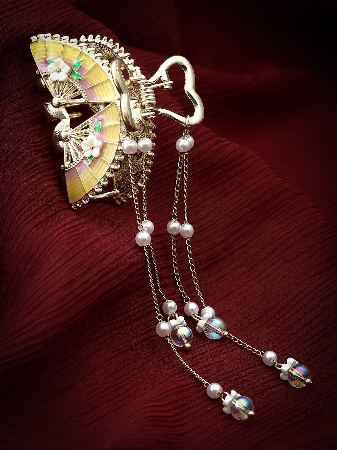 

PANASH Women Pearls Embellished Claw Clip, Gold