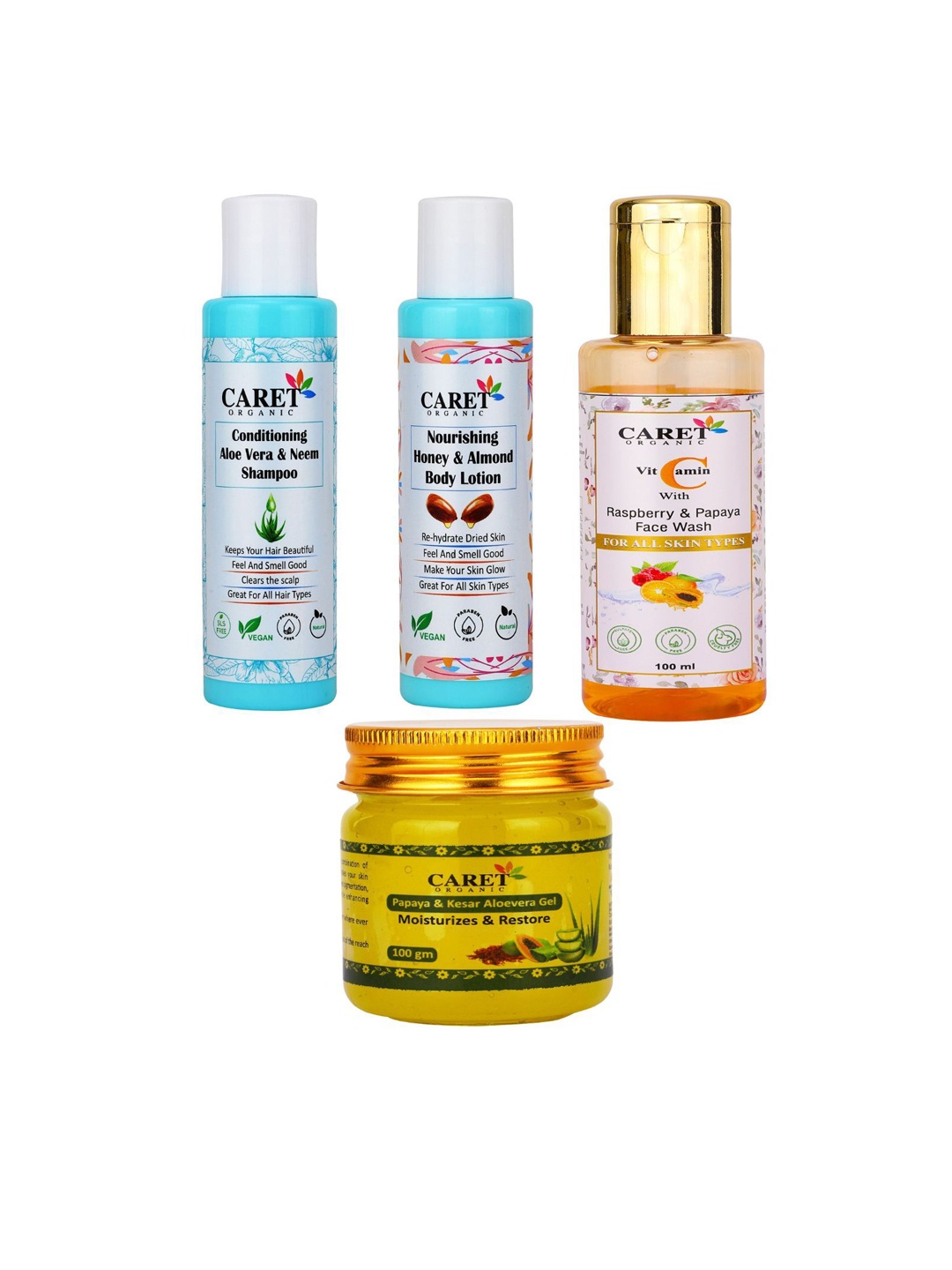 

CARET ORGANIC Set of 4 Bath and Body Combo, White