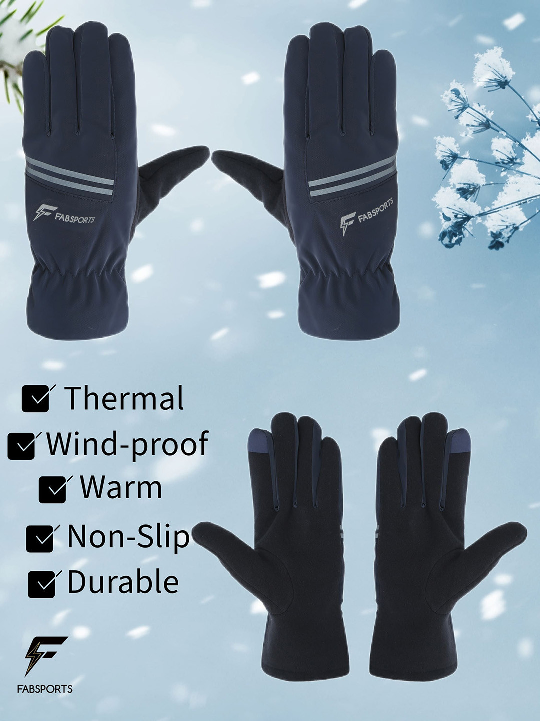 

FabSeasons Unisex Patterned Acrylic Winter Gloves, Blue