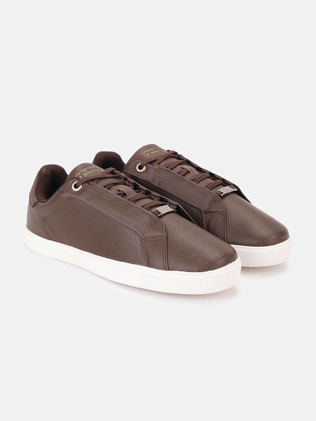 

United Colors of Benetton Men Textured Casual Sneakers, Brown