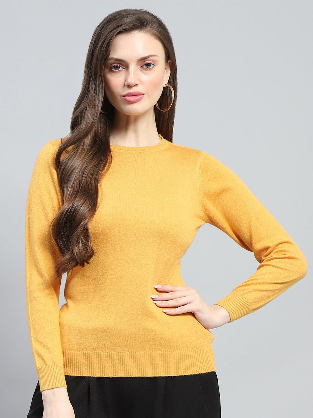 

Monte Carlo Women Round Neck Long Sleeves Top, Yellow