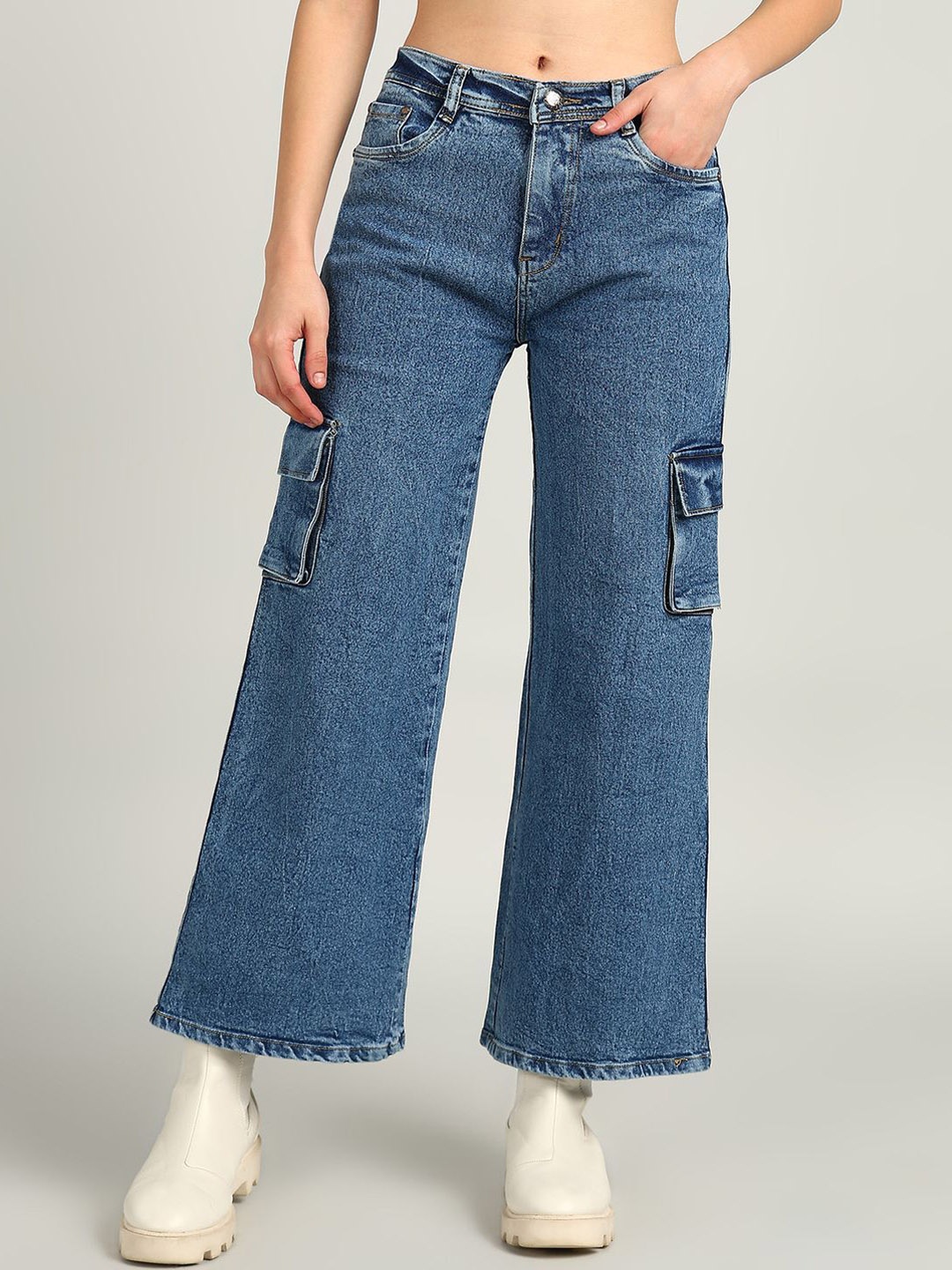

Nifty Women Wide Leg High-Rise Stretchable Jeans, Blue