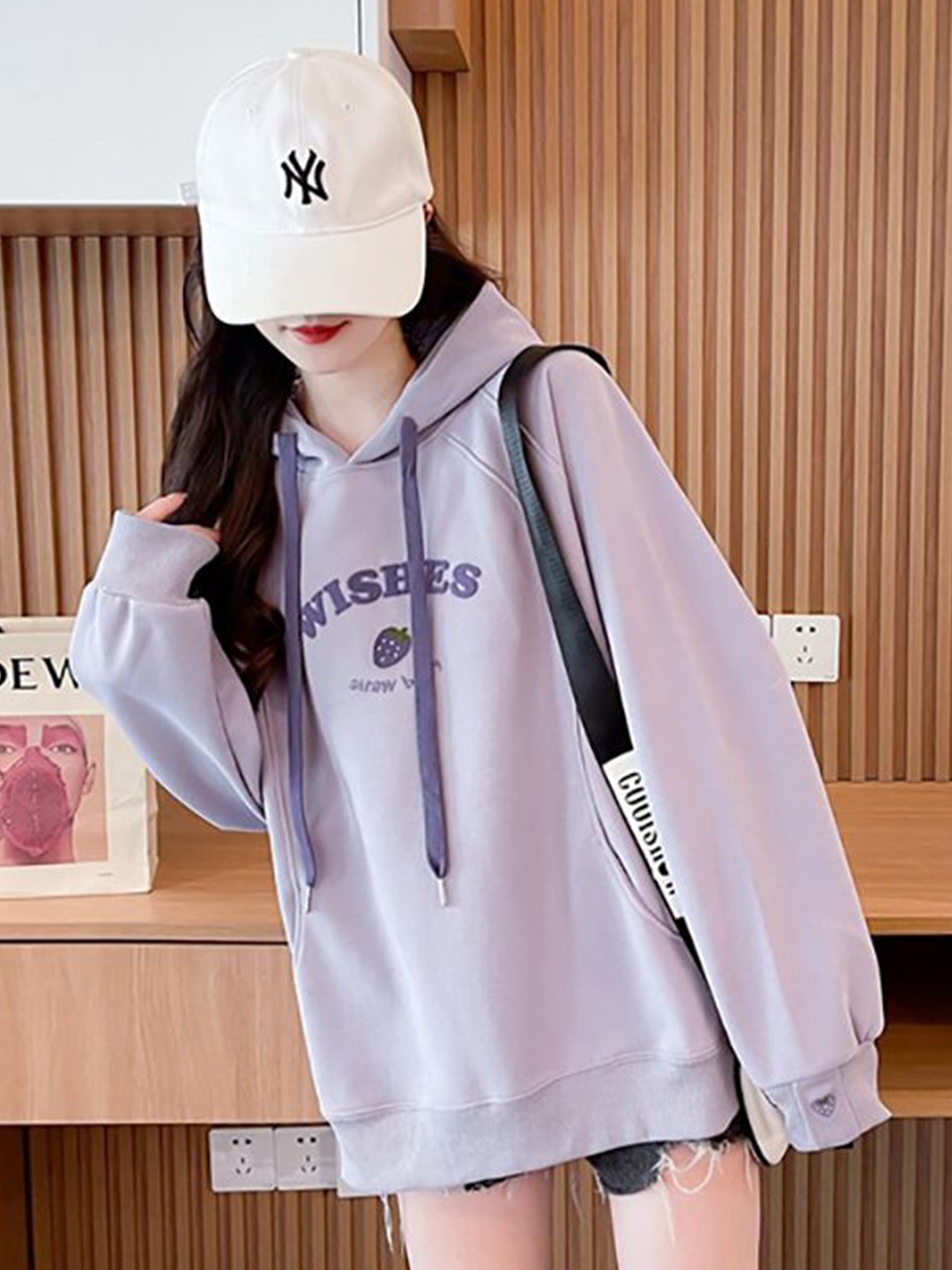 

StyleCast x Revolte Women Printed Hooded Cotton Pullover Sweatshirt, Purple