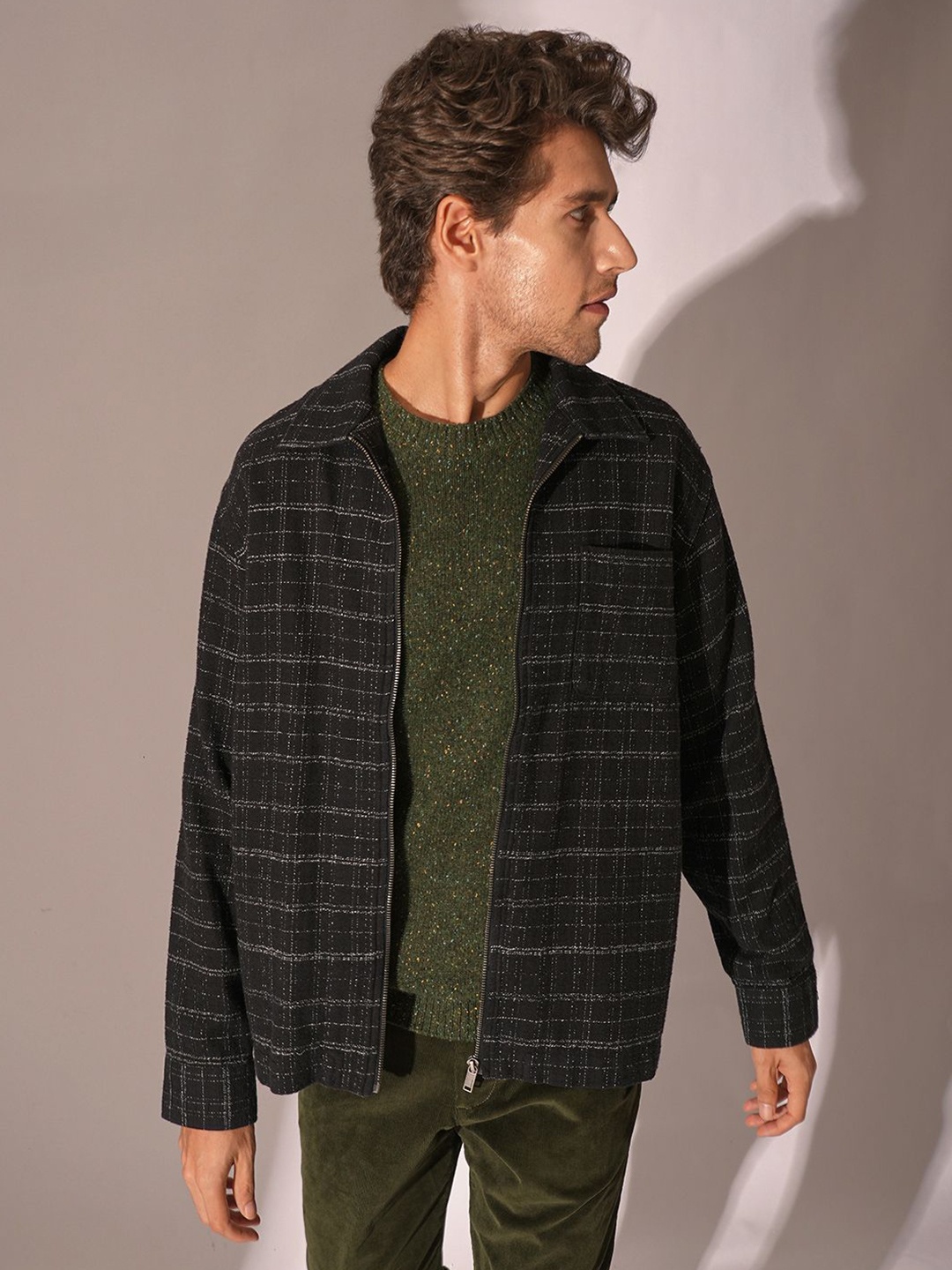 

SELECTED Men Self Design Pullover, Green