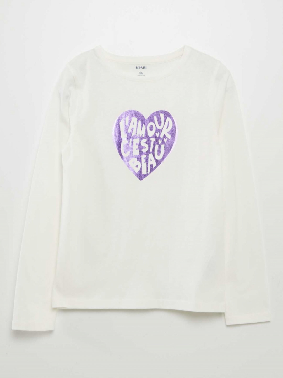 

KIABI Girls Printed Extended Sleeves T-shirt, White
