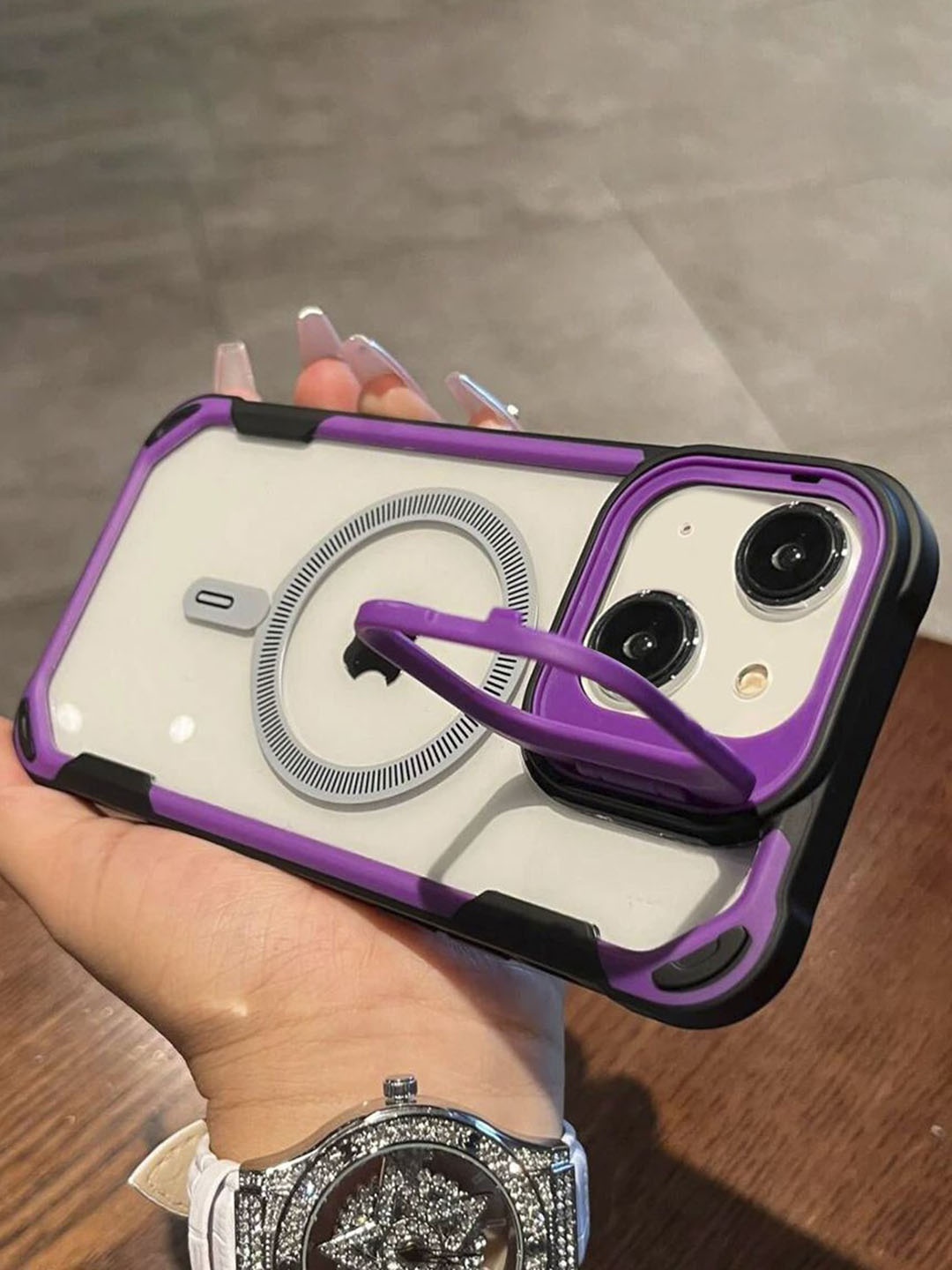 

Luxury Kase Solid Printed iPhone 13 Back Case Mobile Accessories, Purple