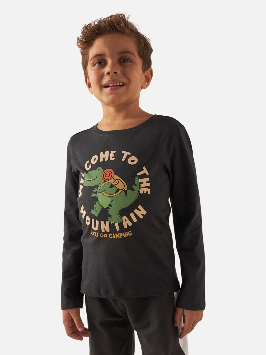 

Juniors by Babyshop Boys Graphic Printed Round Neck Cotton T-shirt, Black