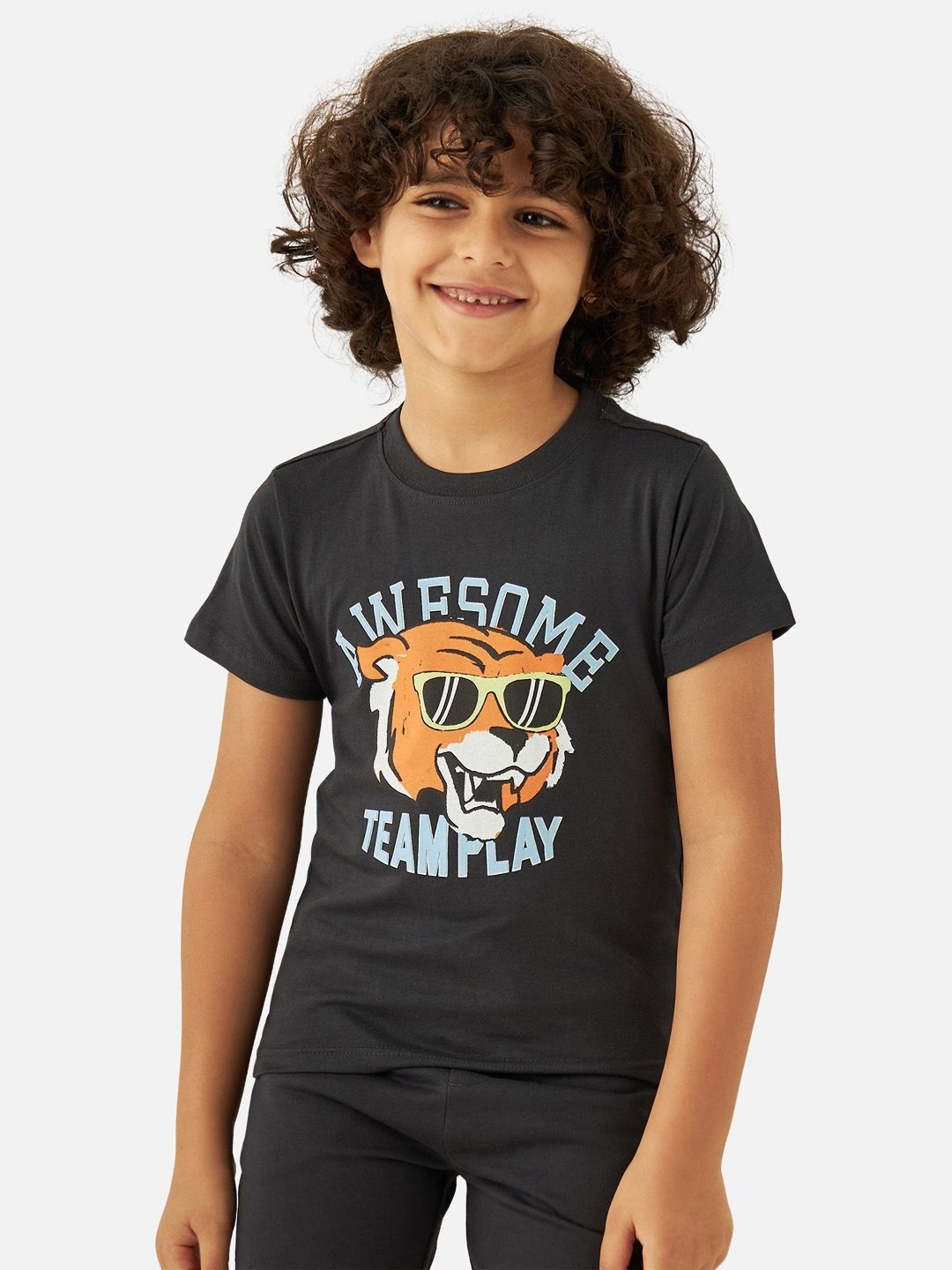 

Juniors by Babyshop Boys Graphic Printed Round Neck Cotton T-shirt, Black