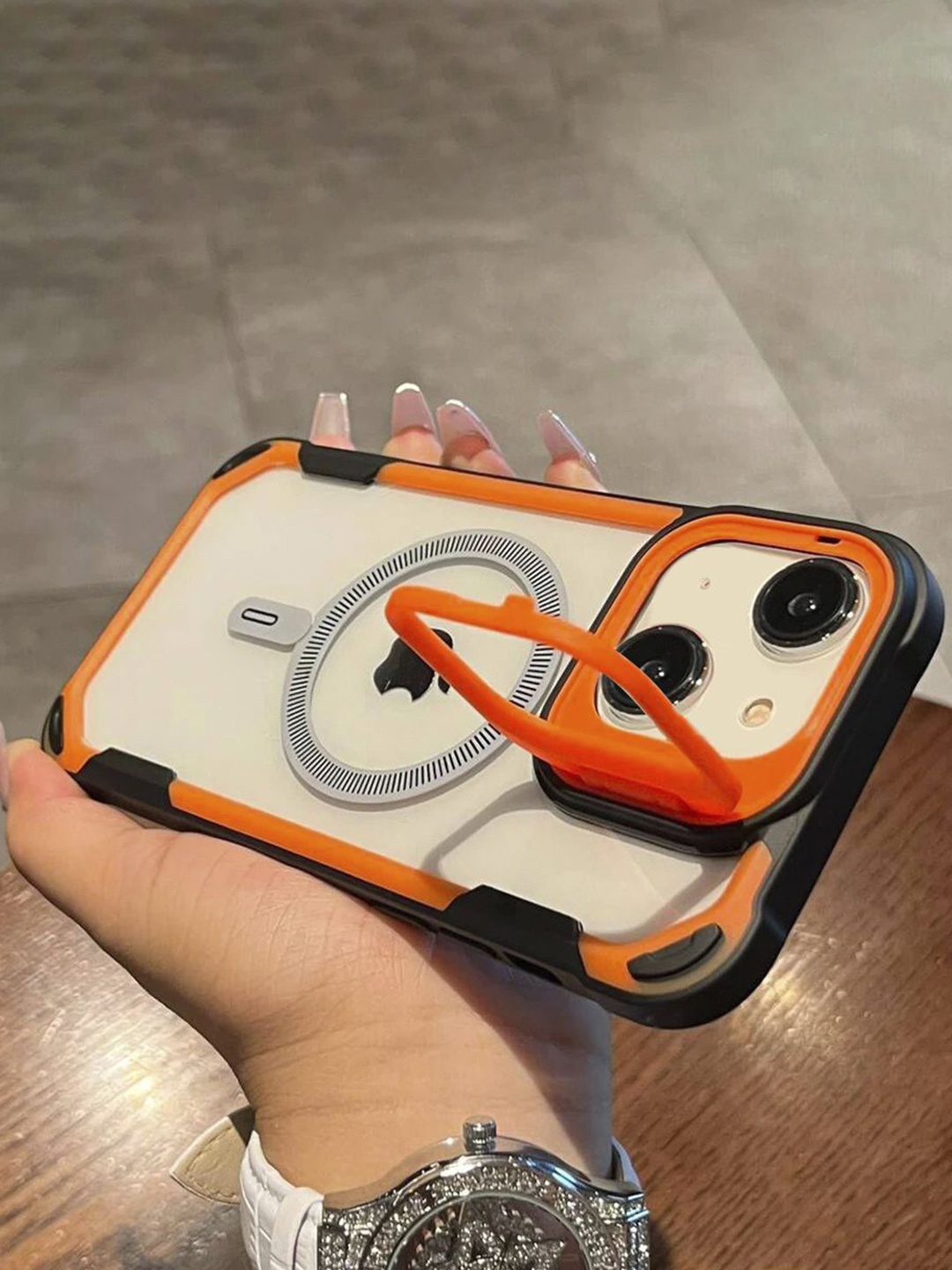 

Luxury Kase Solid Printed iPhone 14 Back Case Mobile Accessories, Orange