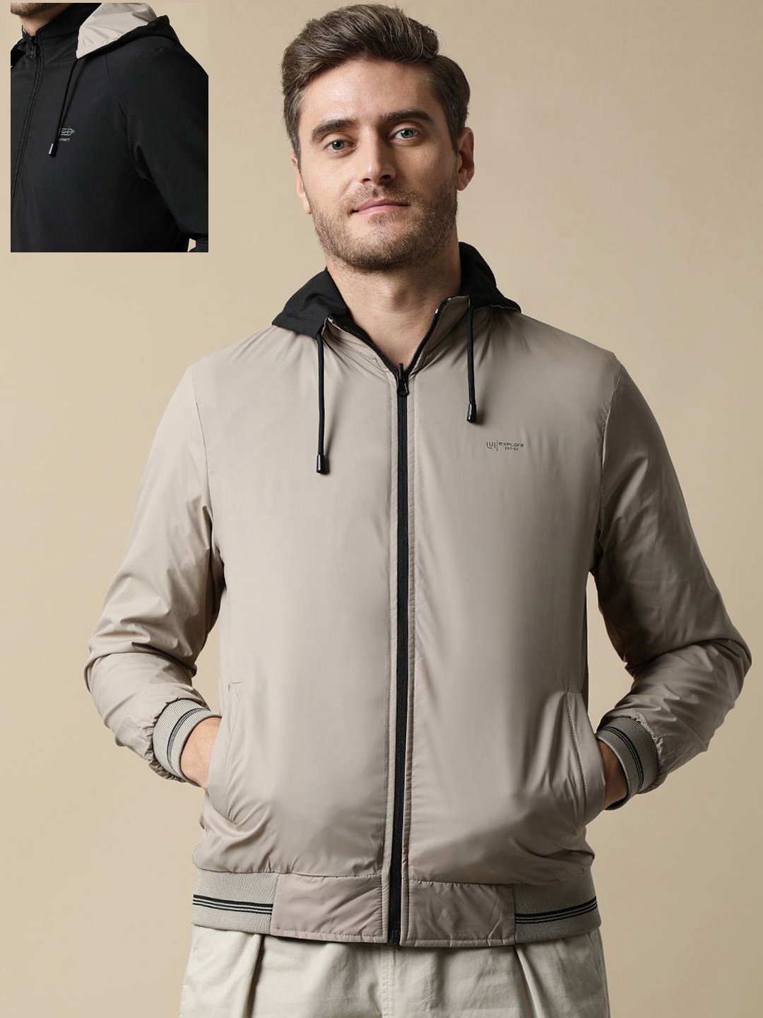 

Fort Collins Men Hooded Solid Casual Open Front Jacket, Black