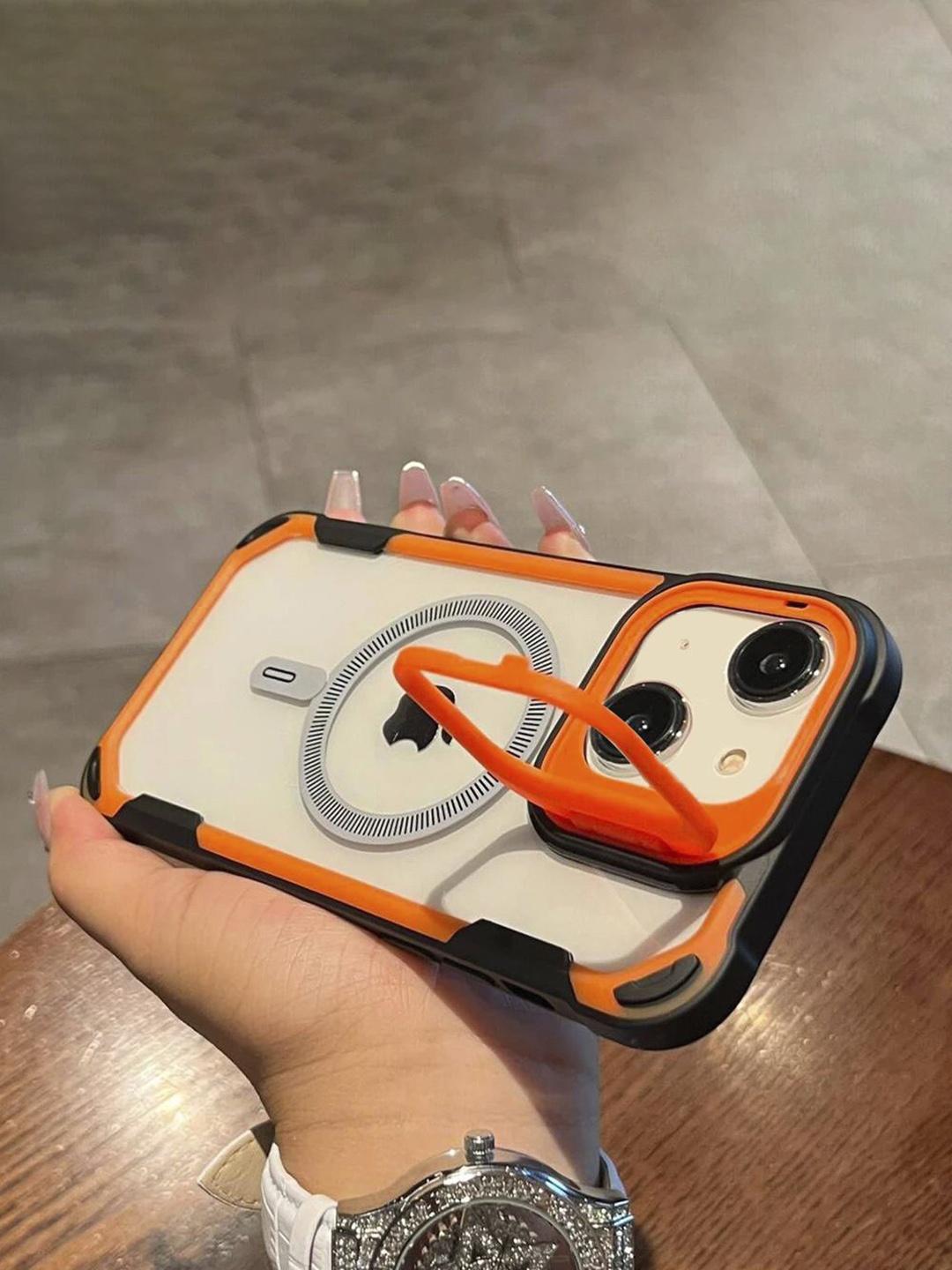 

Luxury Kase Solid Printed iPhone 15 Back Case Mobile Accessories, Orange