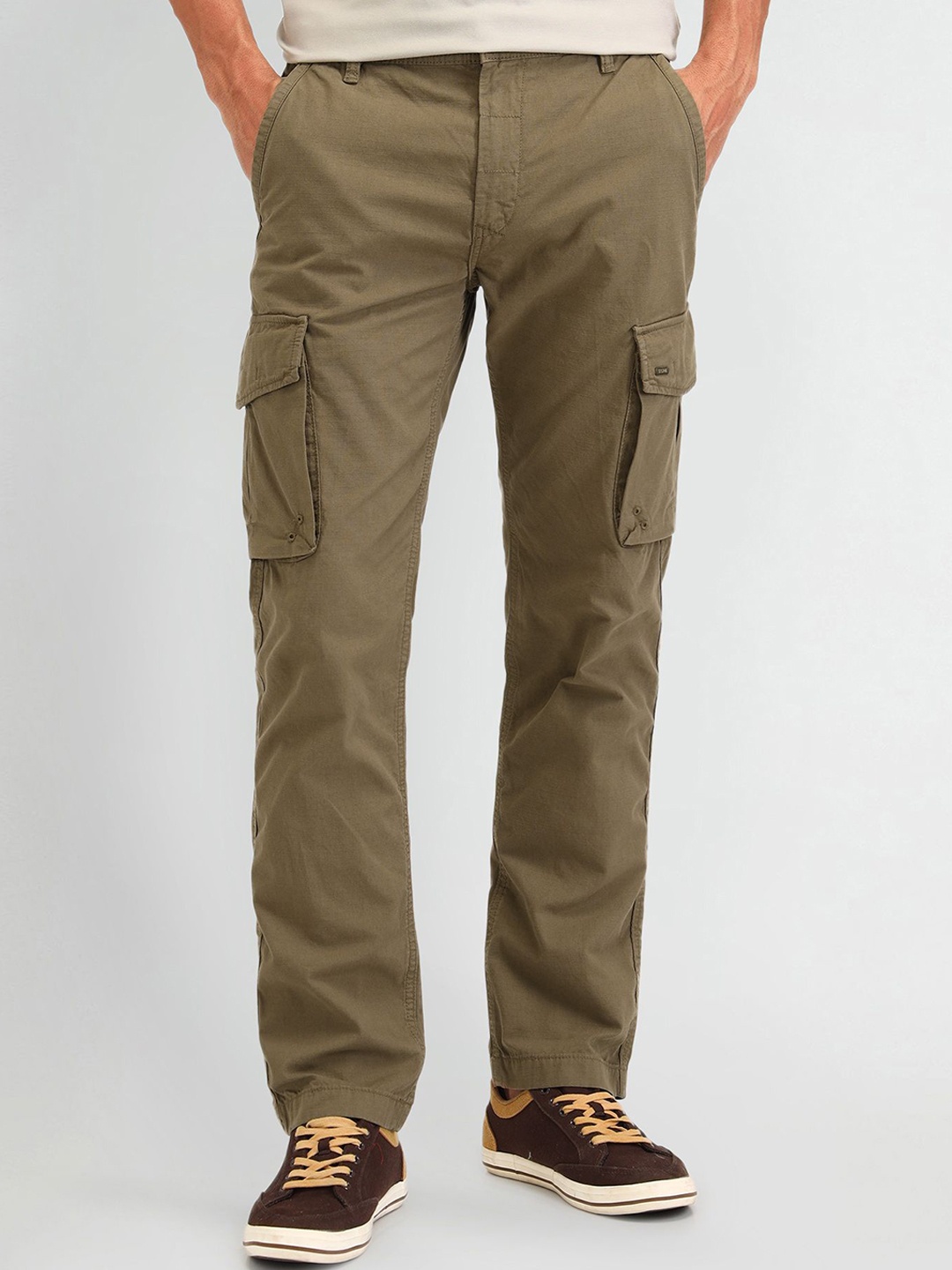 

U.S. Polo Assn. Denim Co. Men Cotton Mid-Rise Classic Straight Fit Cargos, Beige
