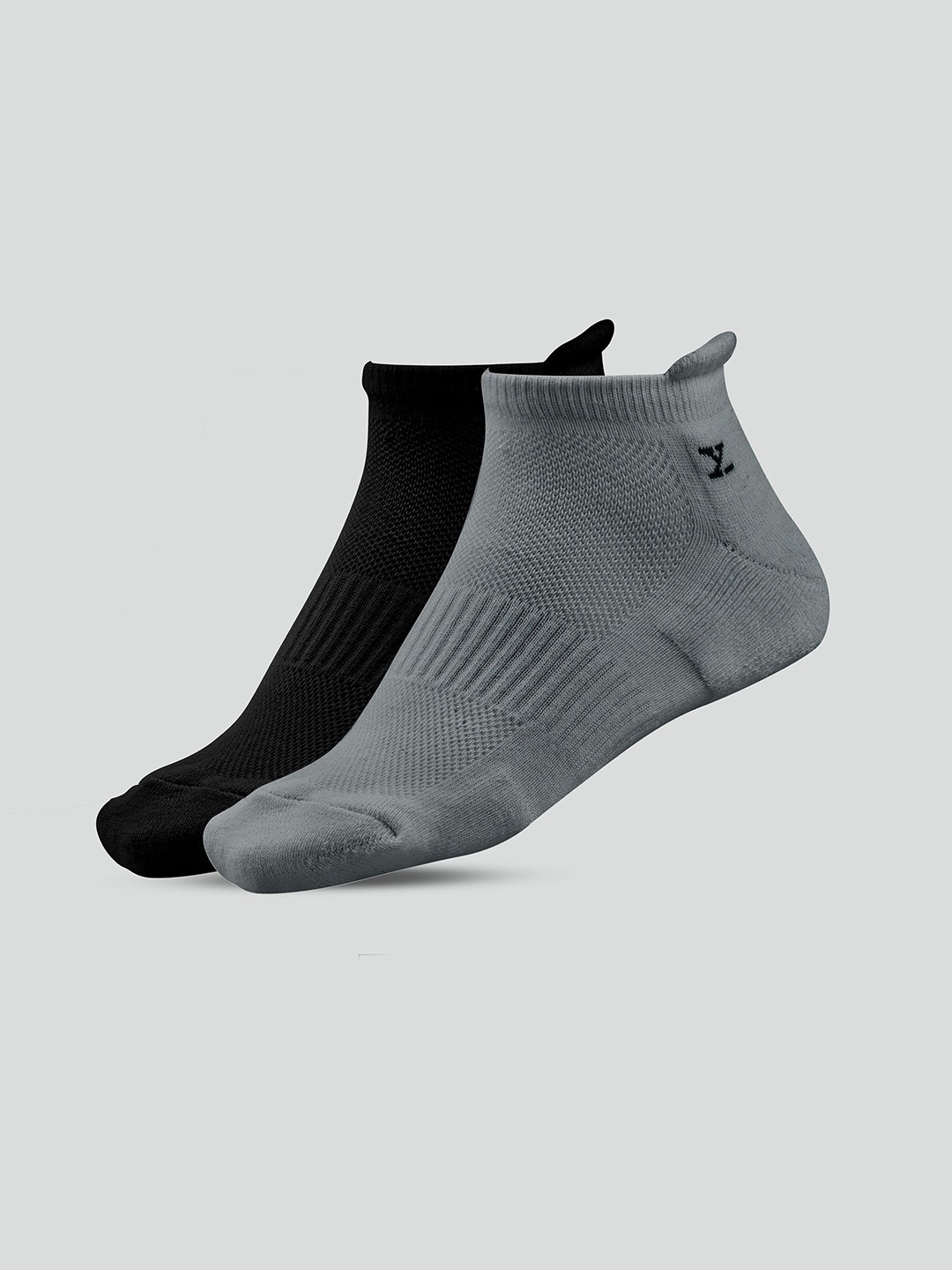 

XYXX Men Pack Of 2 Ankle Length Cotton Socks, Black