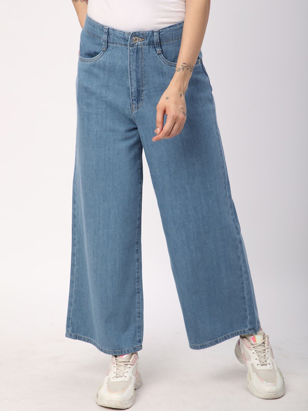 

R&B Women Wide Leg High-Rise Jeans, Blue