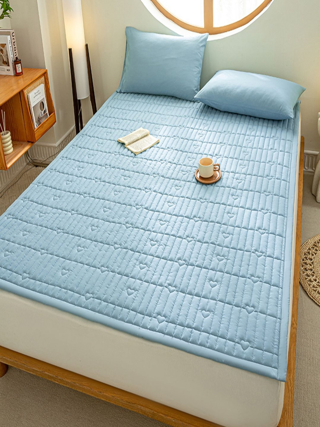 

JC HOME Blue 160 TC Single Bedsheet with 1 Pillow Covers