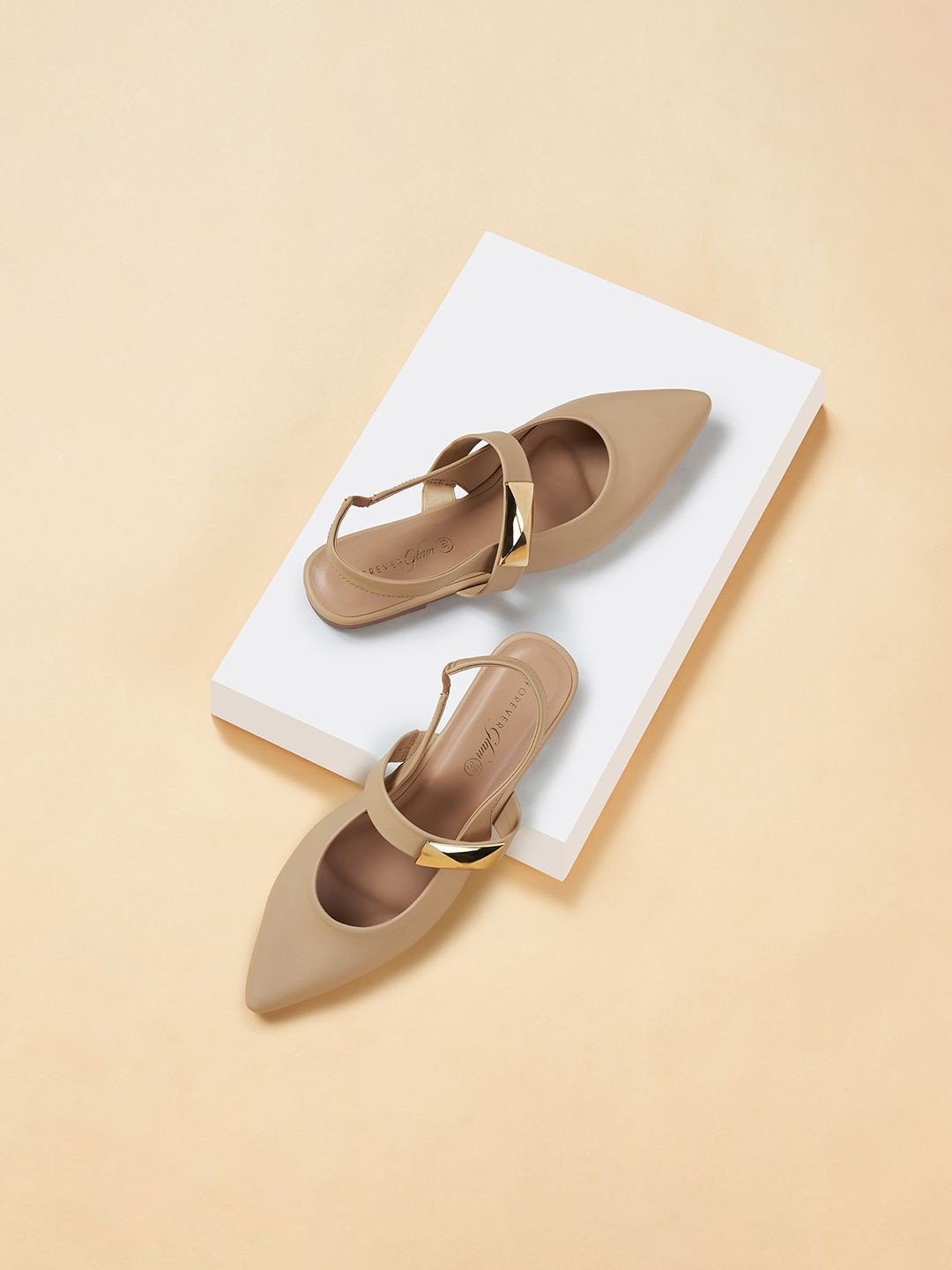 

Forever Glam by Pantaloons Women Ballerinas with Buckles Flats, Beige
