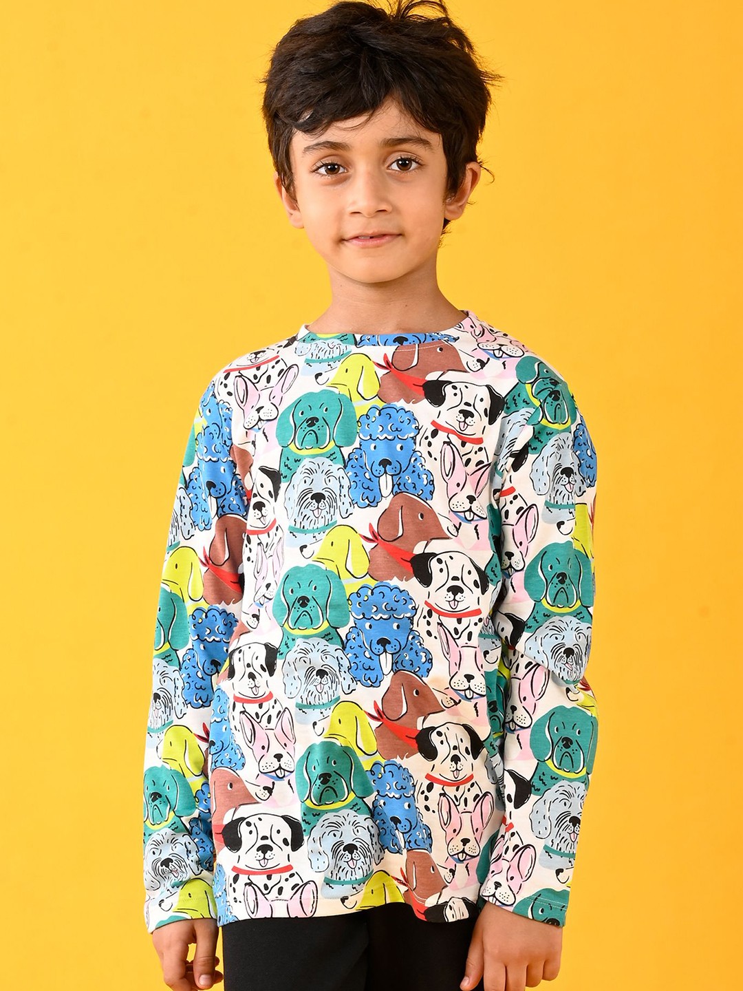 

Anthrilo Boys Abstract Printed Round Neck Cotton T-shirt, White