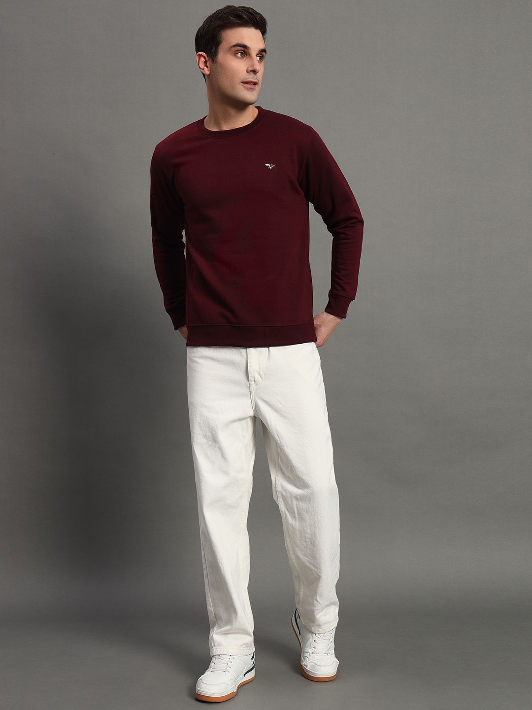 

RISS Men Solid Sweatshirt, Maroon