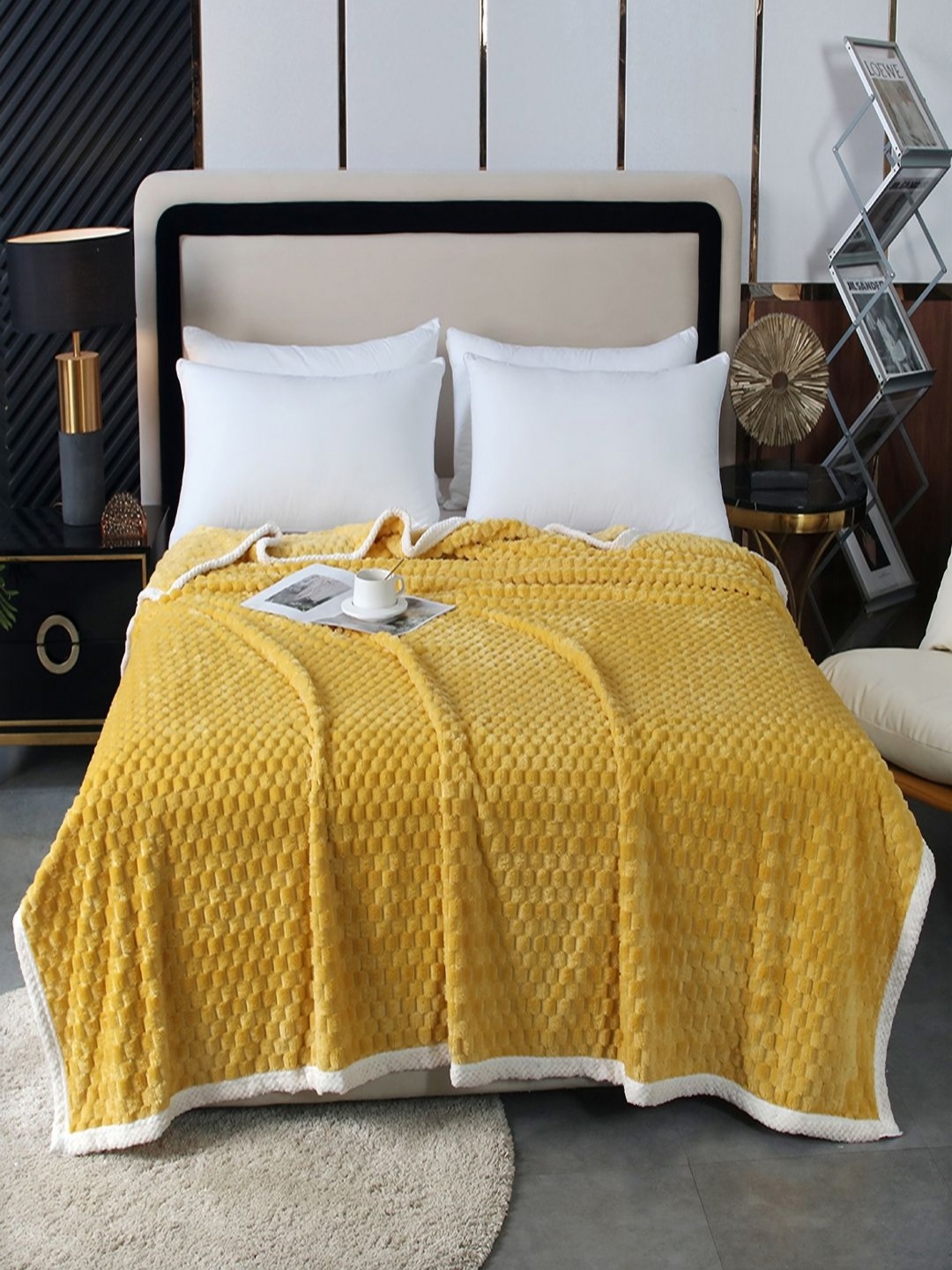 

JC HOME Yellow AC Room 300 GSM Double Bed Blanket