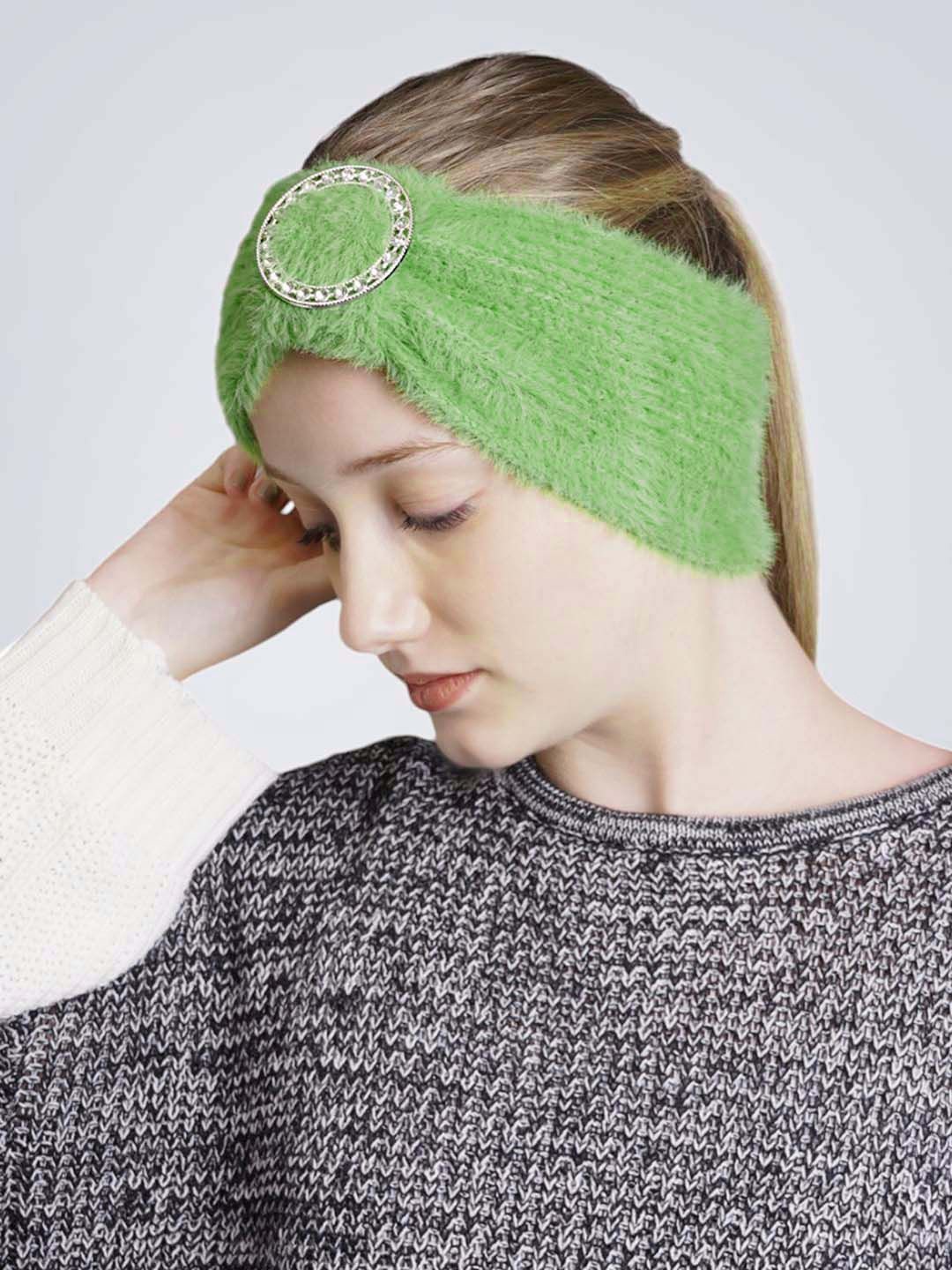 

Bharatasya Women Knitted Warm Woolen Headband, Green