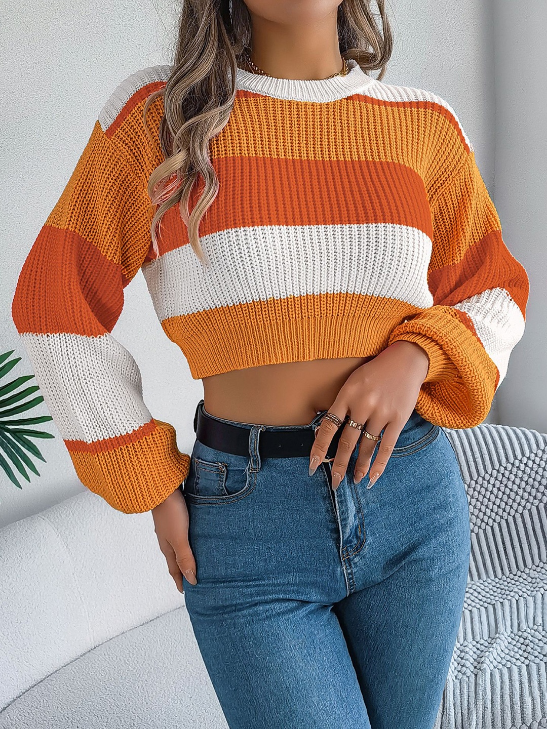 

StyleCast x Revolte Women Colourblocked Pullover, Orange