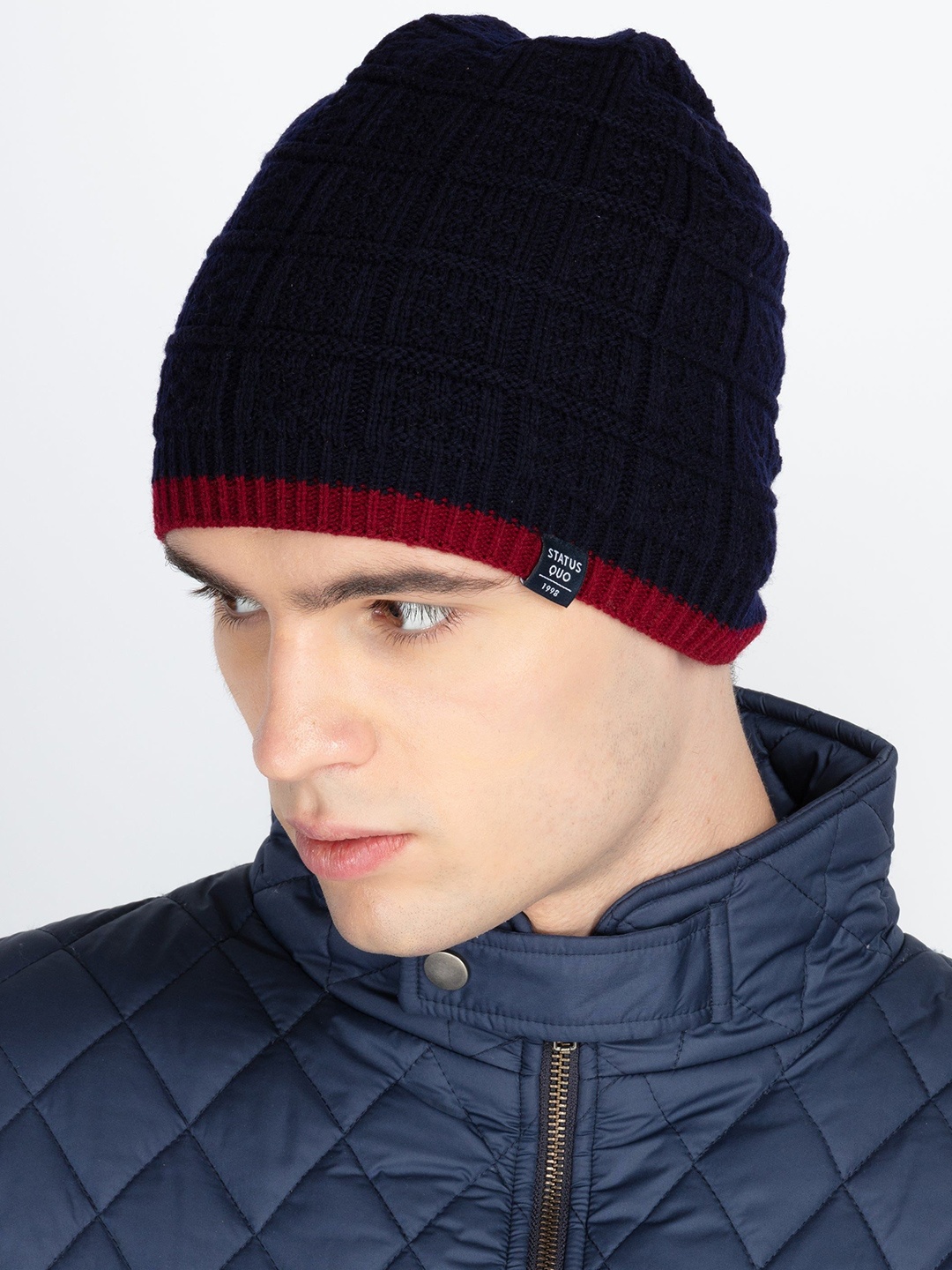 

Status Quo Men Self Design Beanie, Navy blue