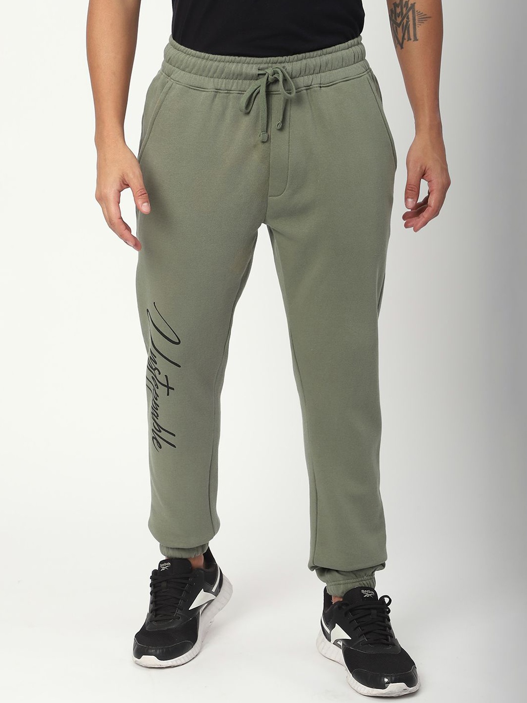 

R&B Men Regular Fit Mid-Rise Cotton Joggers, Olive