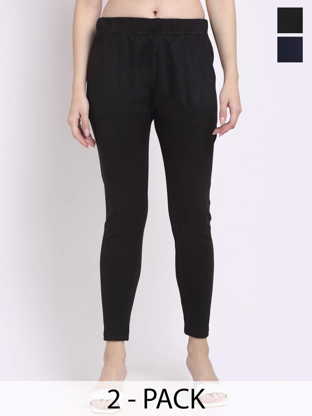

TAG 7 Women Pack Of 2 Ankle-Length Leggings, Black