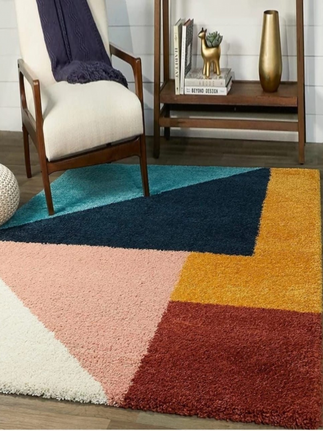 

Samjeeda Handloom carpets Red Geometric Anti-Skid Woollen Carpet