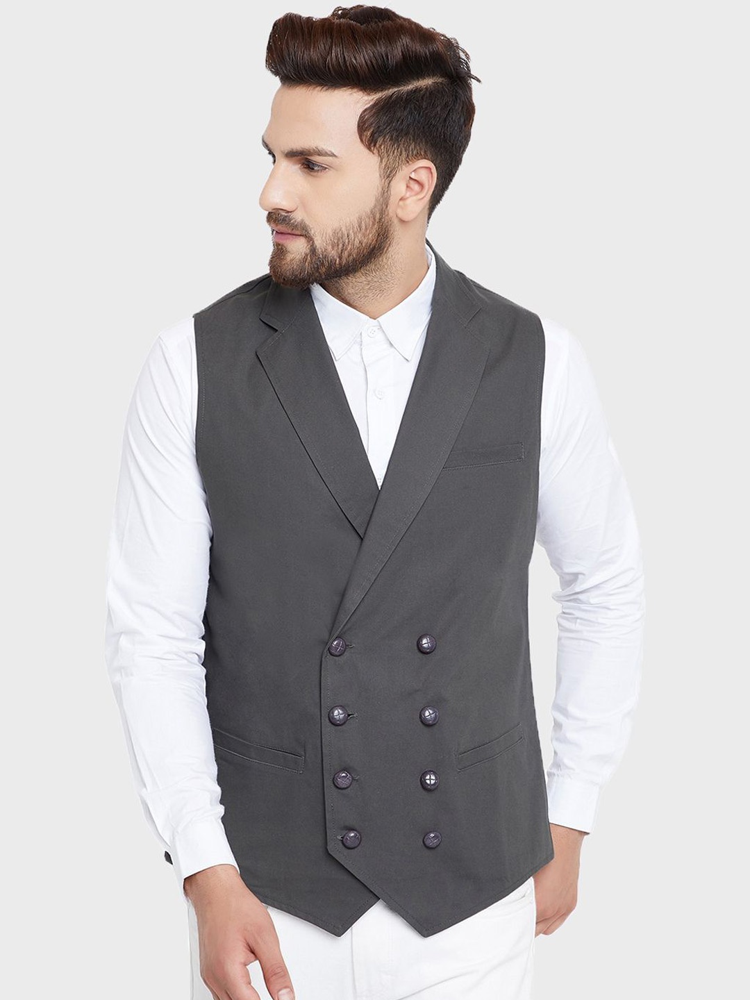 

Hypernation Woven Pure Cotton Waistcoat, Grey