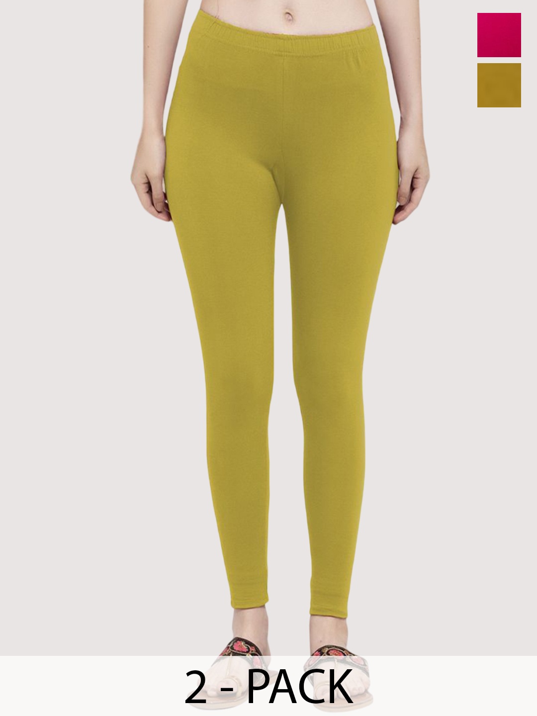 

Trend Level Women Pack Of 2 Mid-Rise Cotton Ankle-Length Leggings, Magenta
